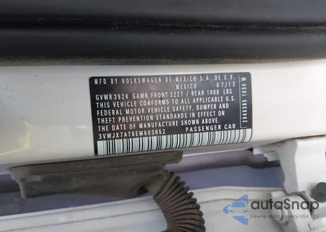 2014 Volkswagen Beetle 2.5L z USA, uszkodzony, nr VIN 3VWJX7AT6EM603652